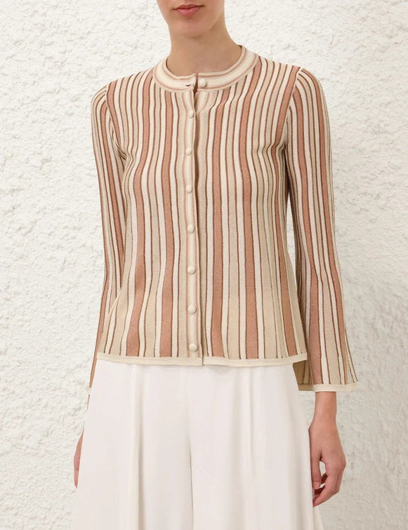 Crush Metallic Stripe Cardigan