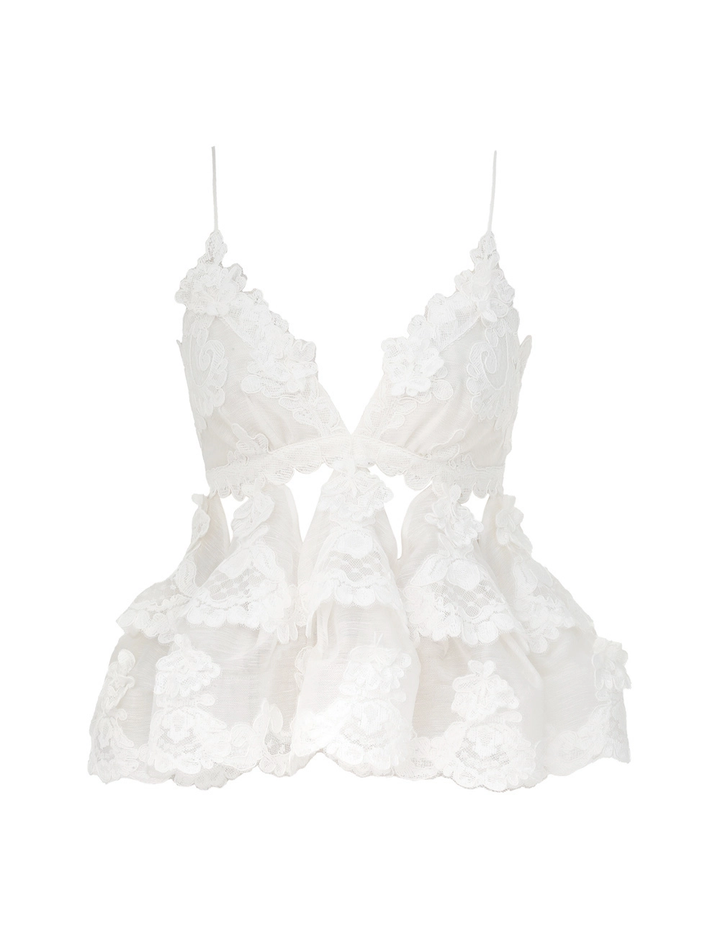 Crush Lace Motif Tiered Top