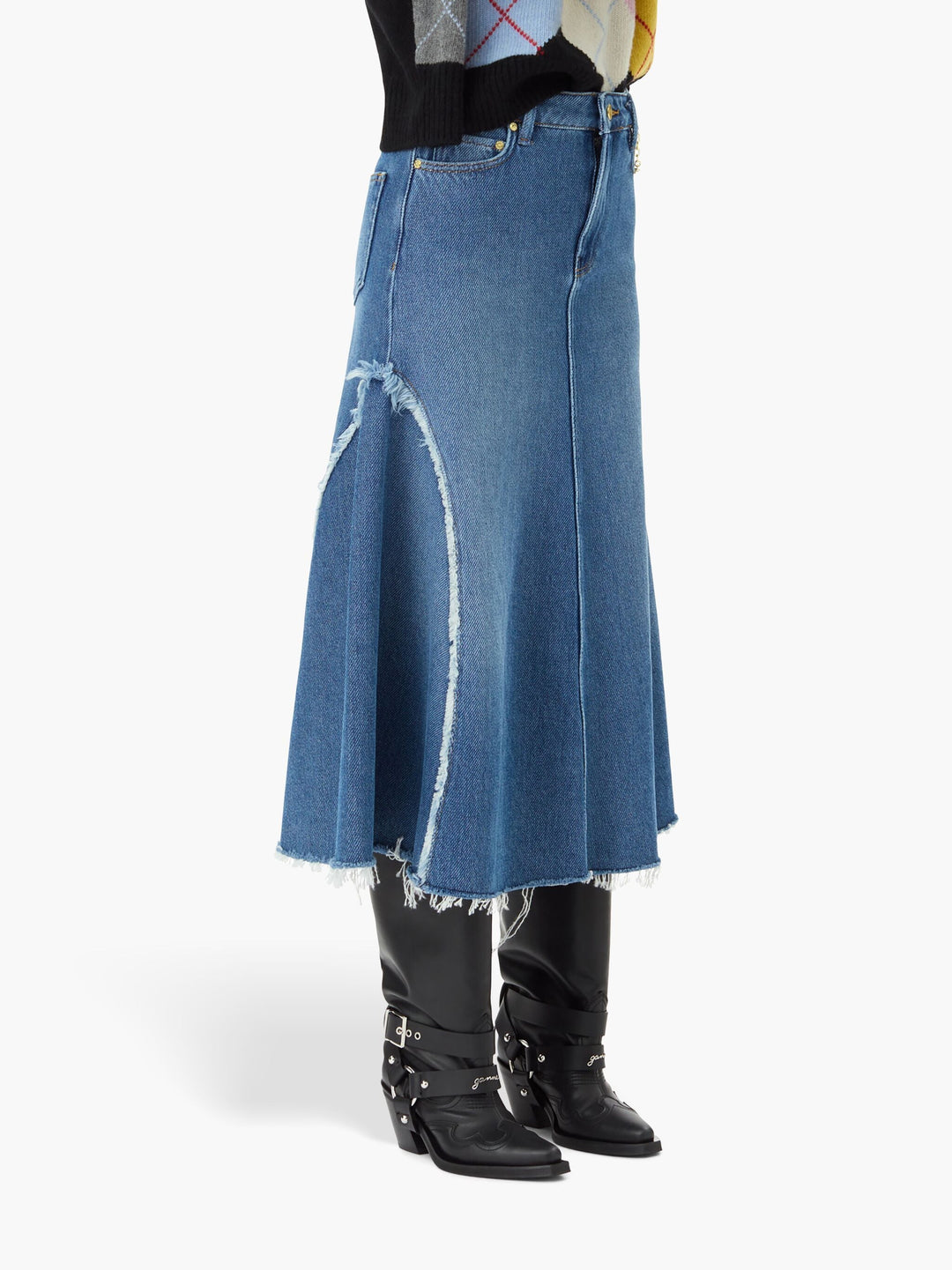 Heavy Denim Midi Skirt