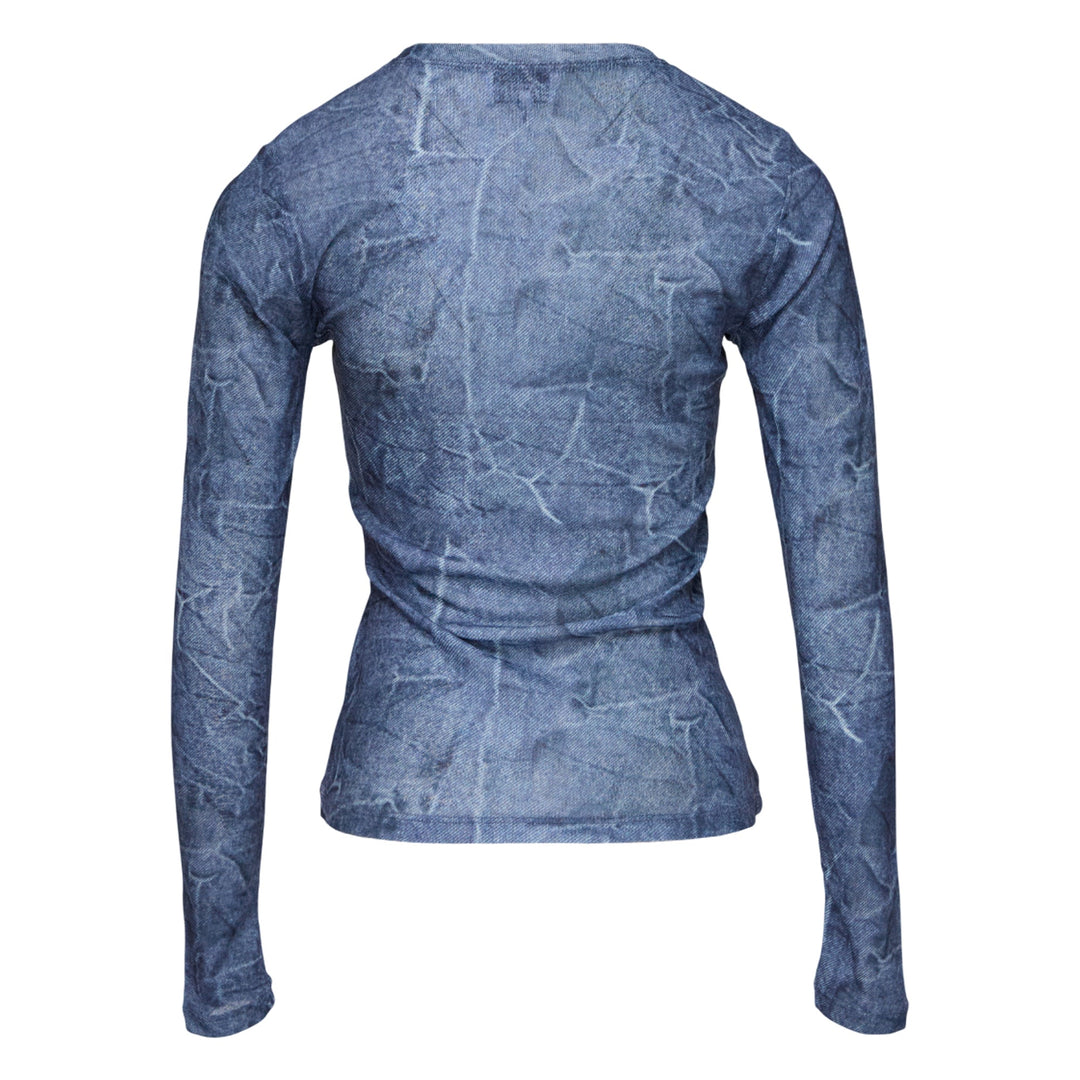 Marl Mesh Long Sleeve Crew Neck Top