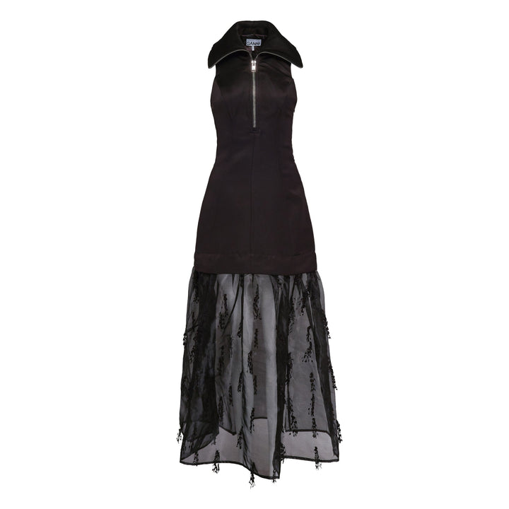 Fringed Organza Long Dress