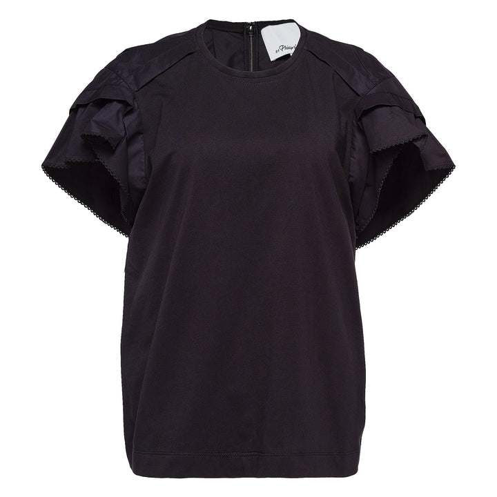 Combo T-Shirt With Cascade Drape Sleeves