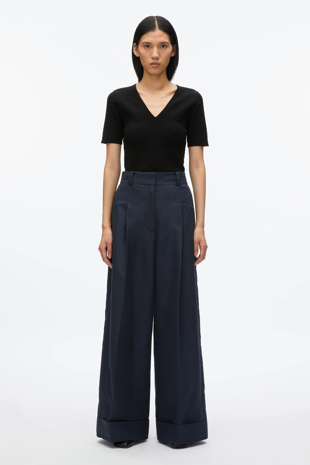 High Waist Double Pleat Extra Wide Leg Pants