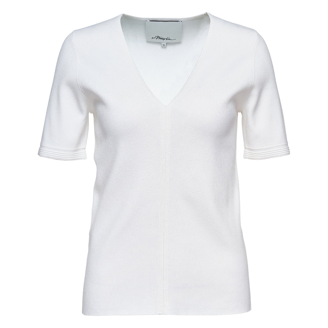 Compact Rib V-Neck Top