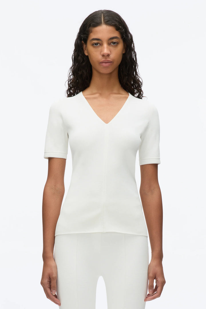 Compact Rib V-Neck Top