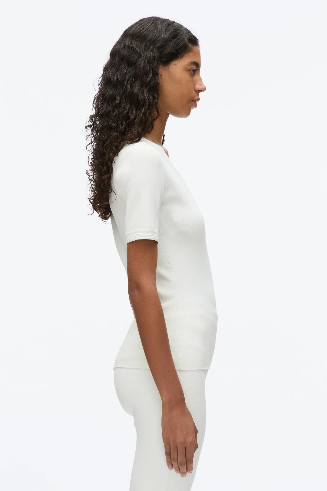 Compact Rib V-Neck Top