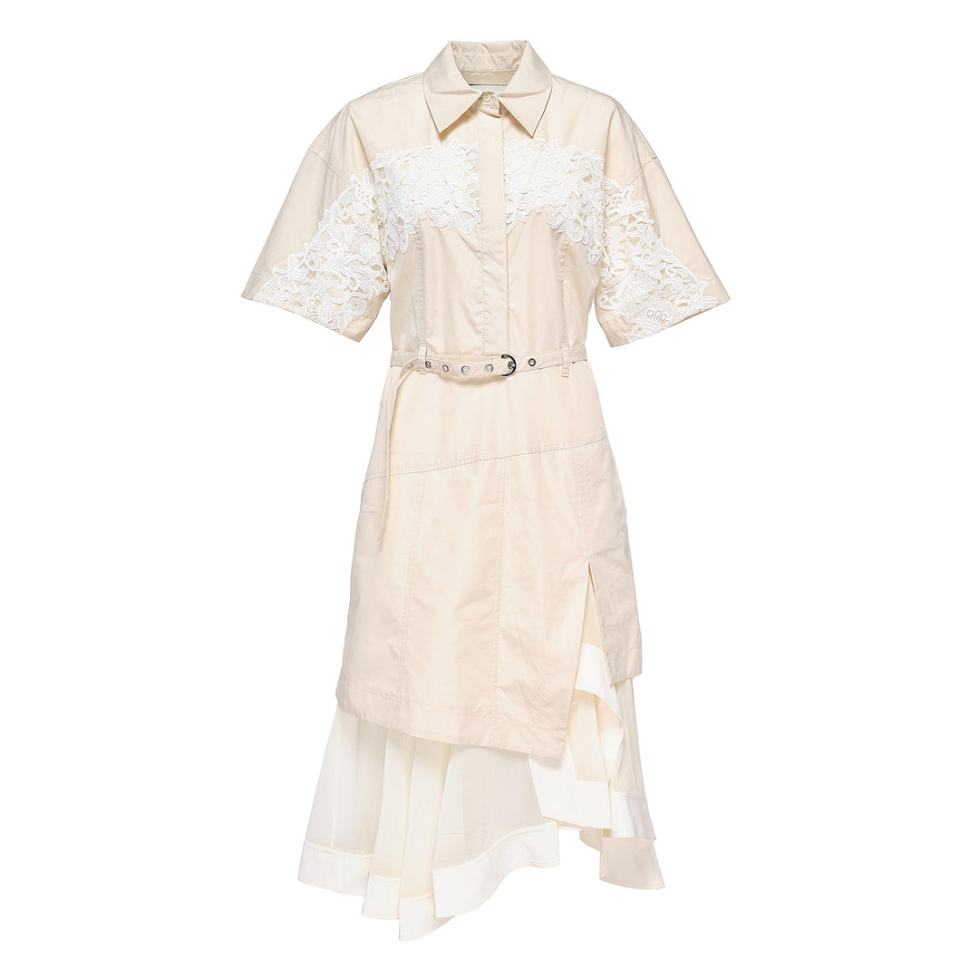 Cascade Hem Combo Shirt Dress