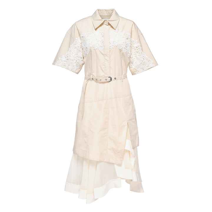 Cascade Hem Combo Shirt Dress