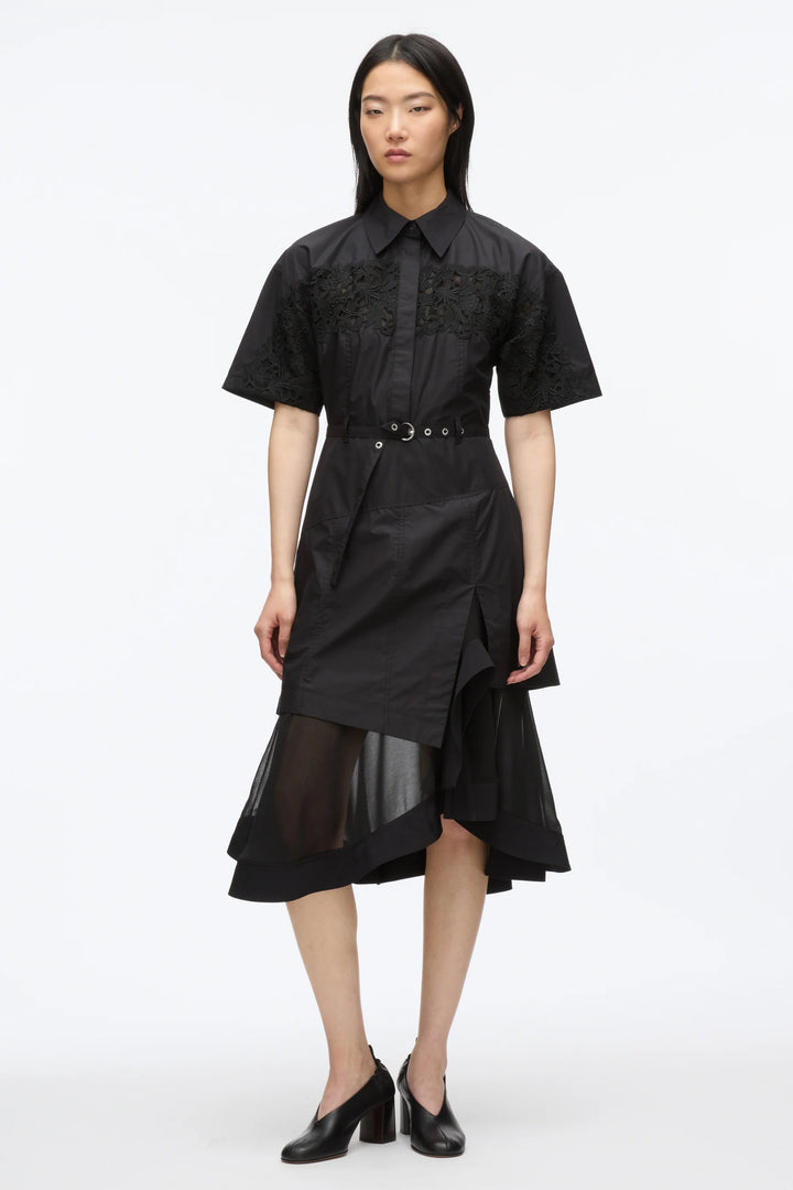Cascade Hem Combo Shirt Dress