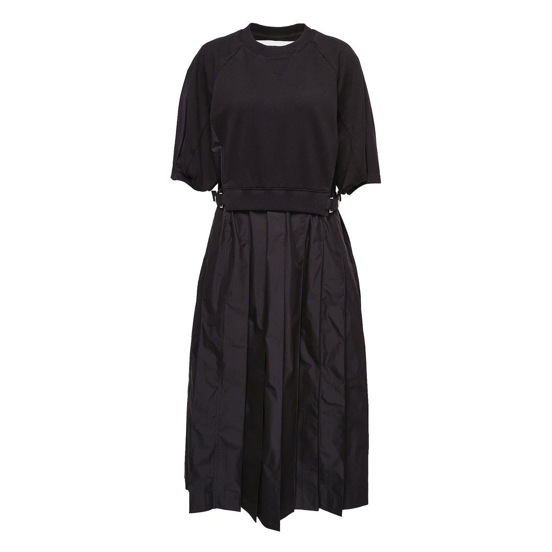 Lantern Sleeve Combo Pleat Dress