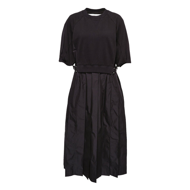 Lantern Sleeve Combo Pleat Dress