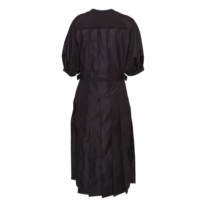 Lantern Sleeve Combo Pleat Dress