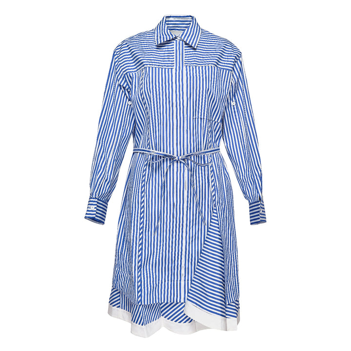 Striped Shirt Dress With Cascade Sleeves