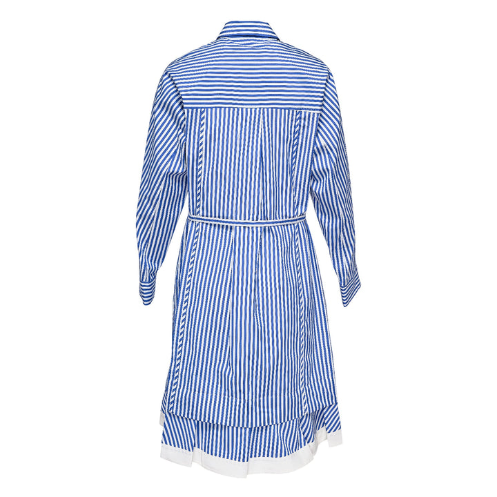 Striped Shirt Dress With Cascade Sleeves