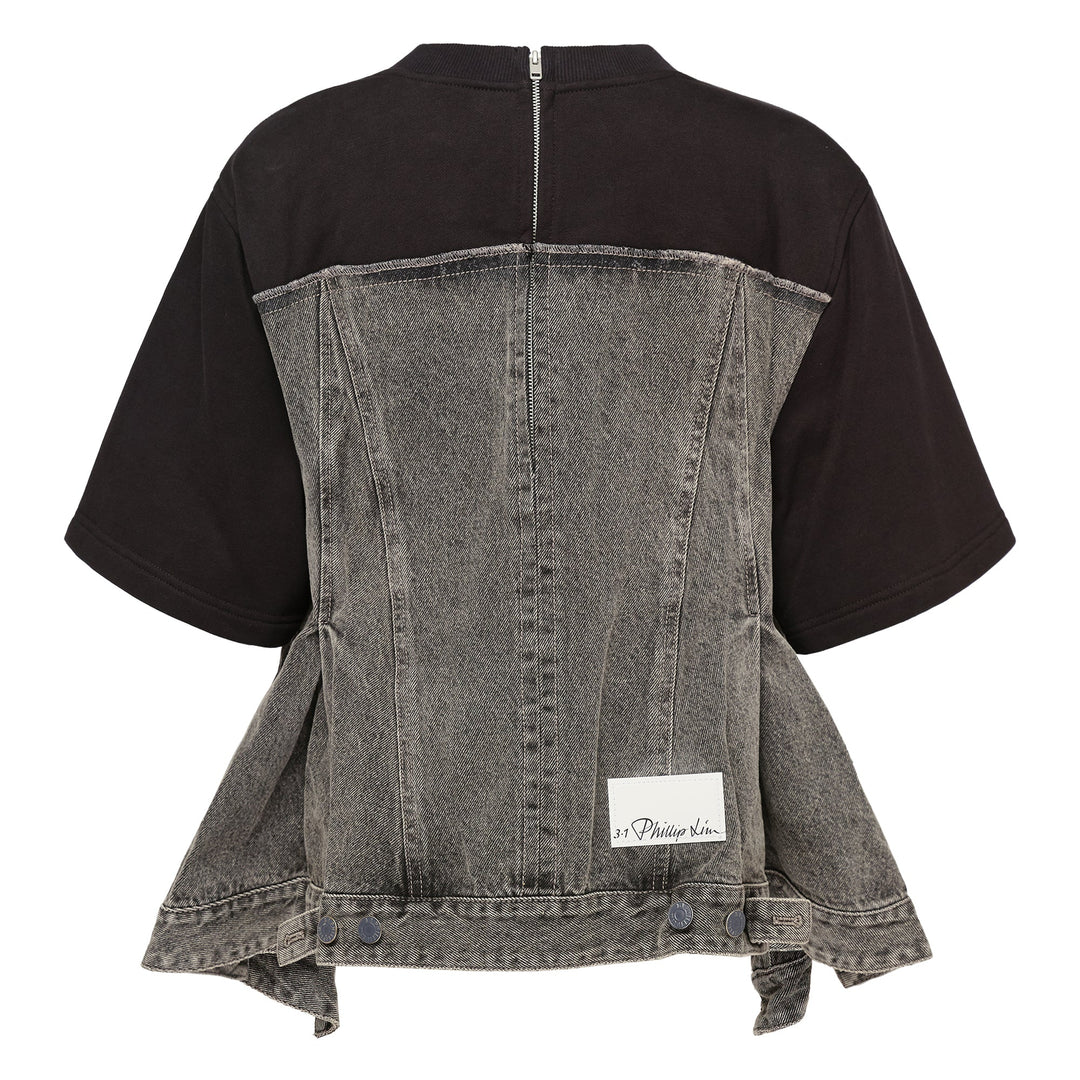 Flounce Hybrid Denim Top