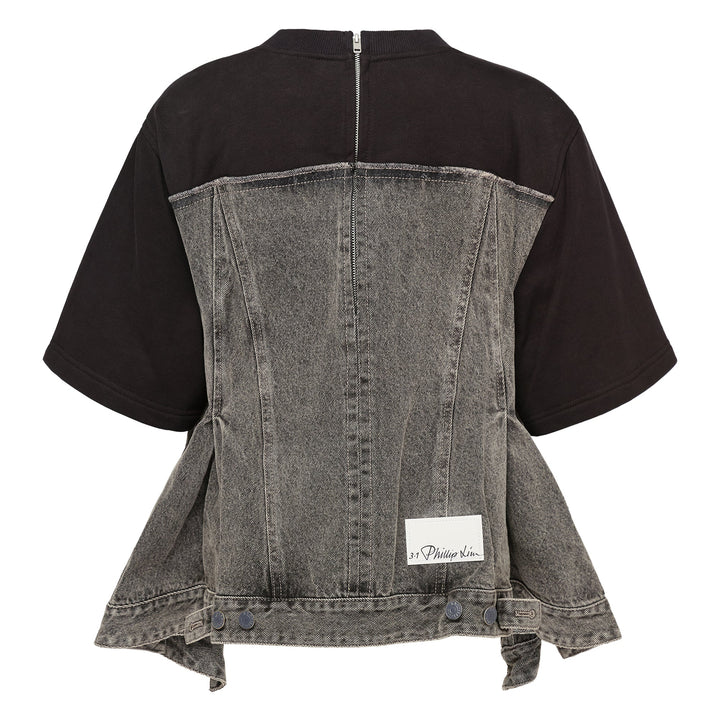 Flounce Hybrid Denim Top