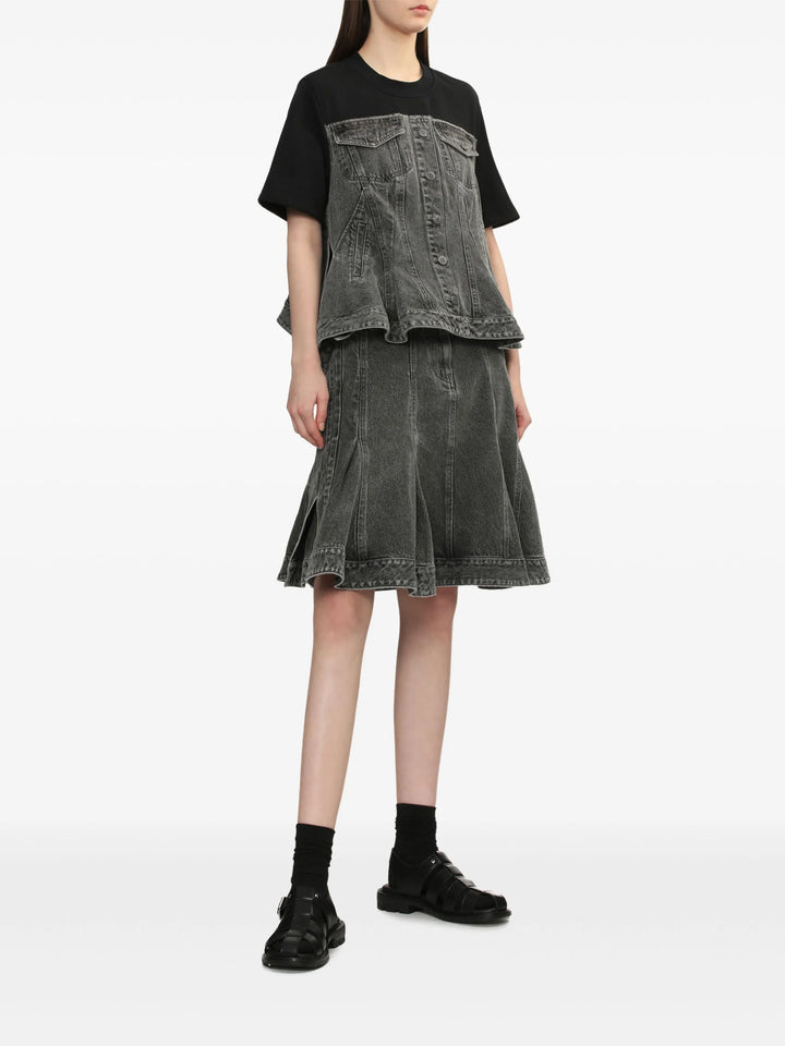 Flounce Hybrid Denim Top