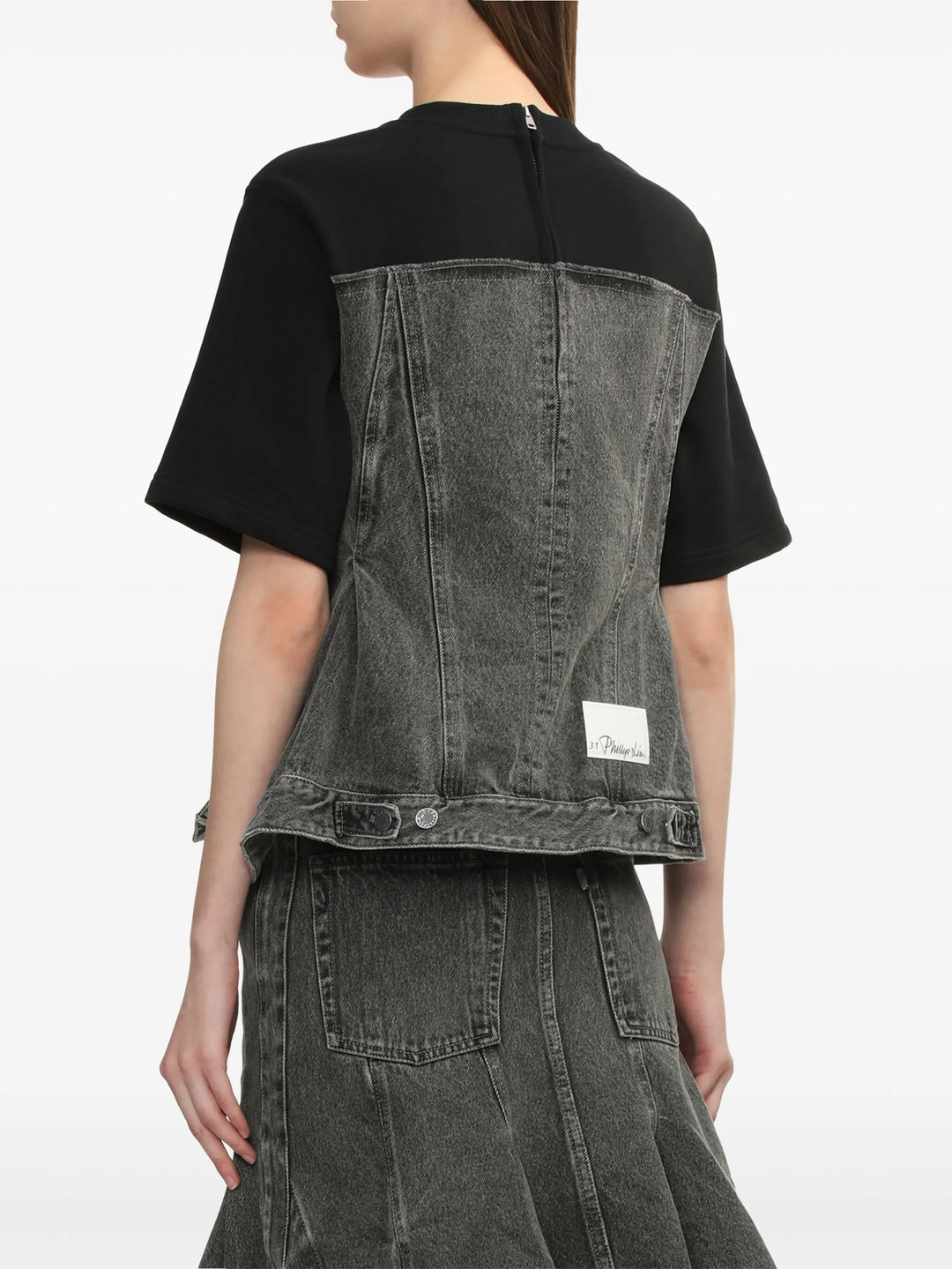 Flounce Hybrid Denim Top
