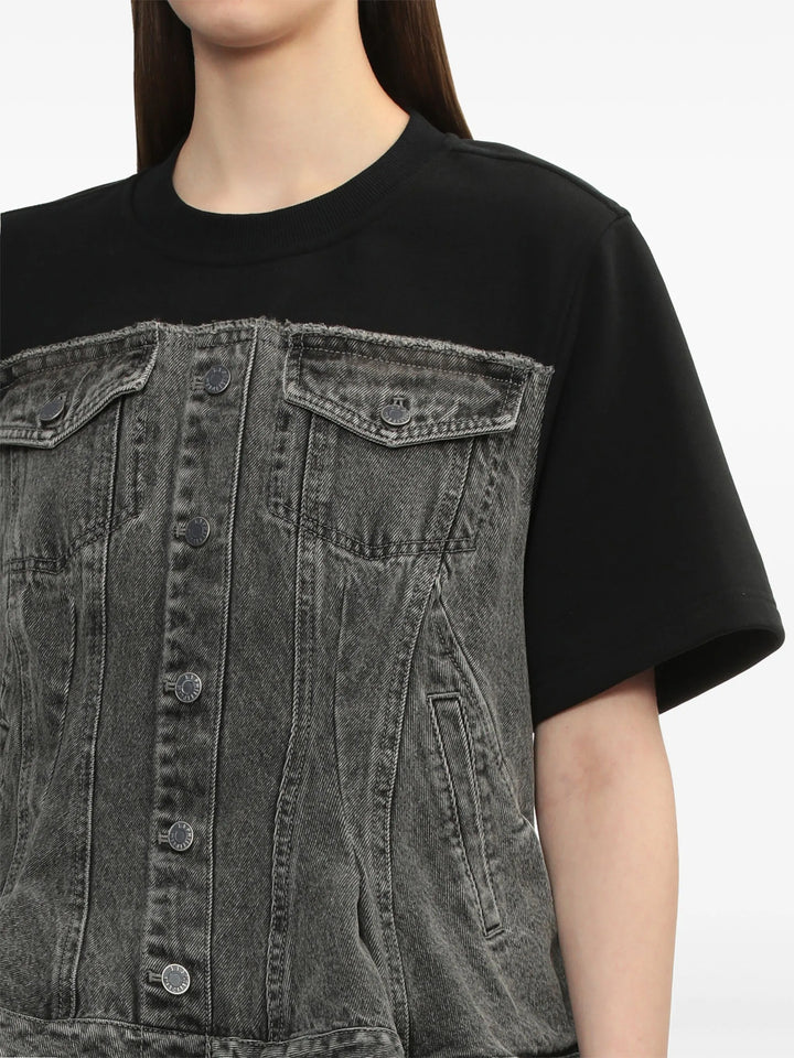 Flounce Hybrid Denim Top