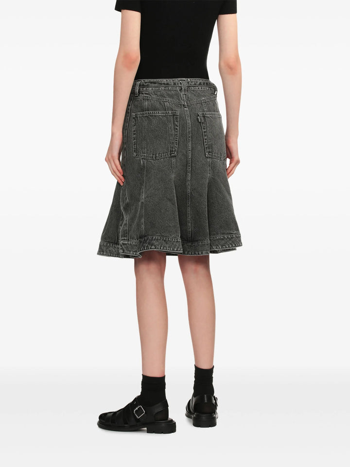 Flounce Bltd Knee Length Skirt