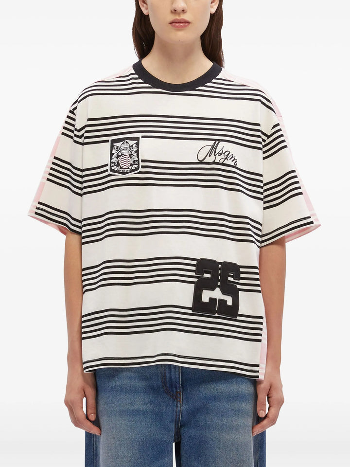 Bicolor Stripe Oversized Tee