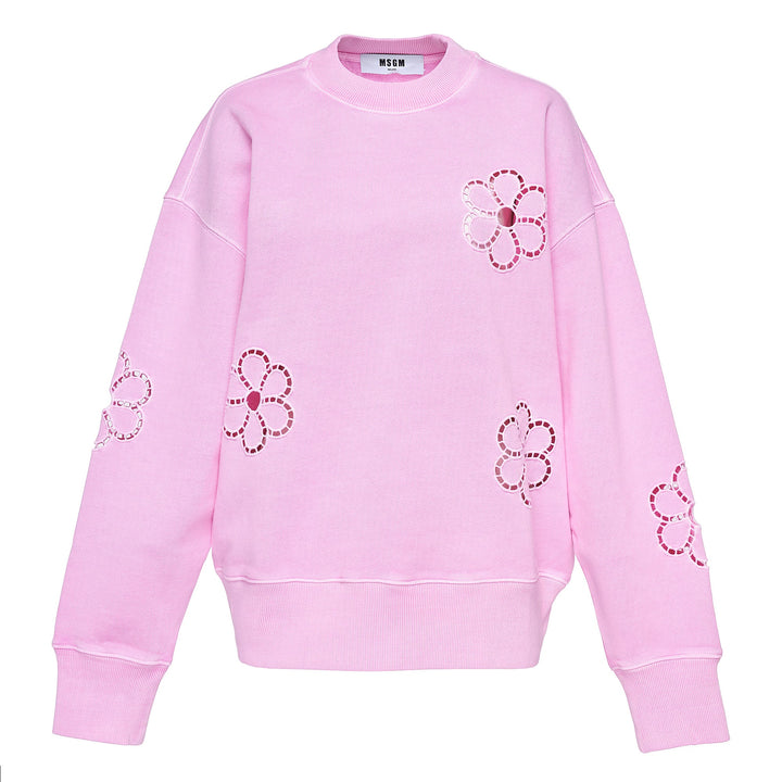 Floral Ajour Embroidery Sweatshirt