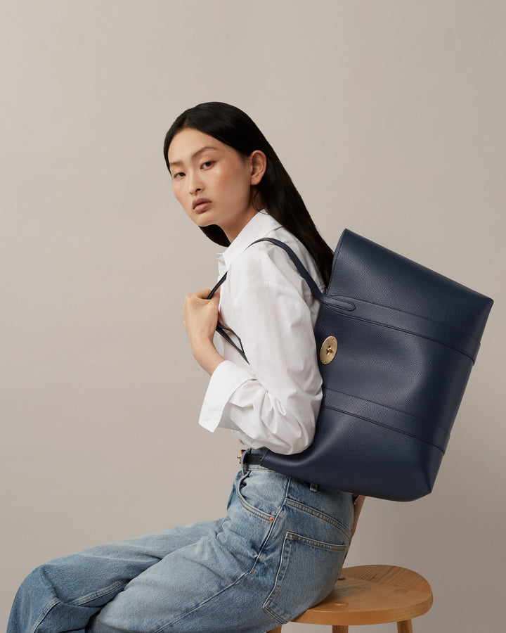 Bayswater Tote Night Sky & Poplin Blue Small Classic Grain With Contrast