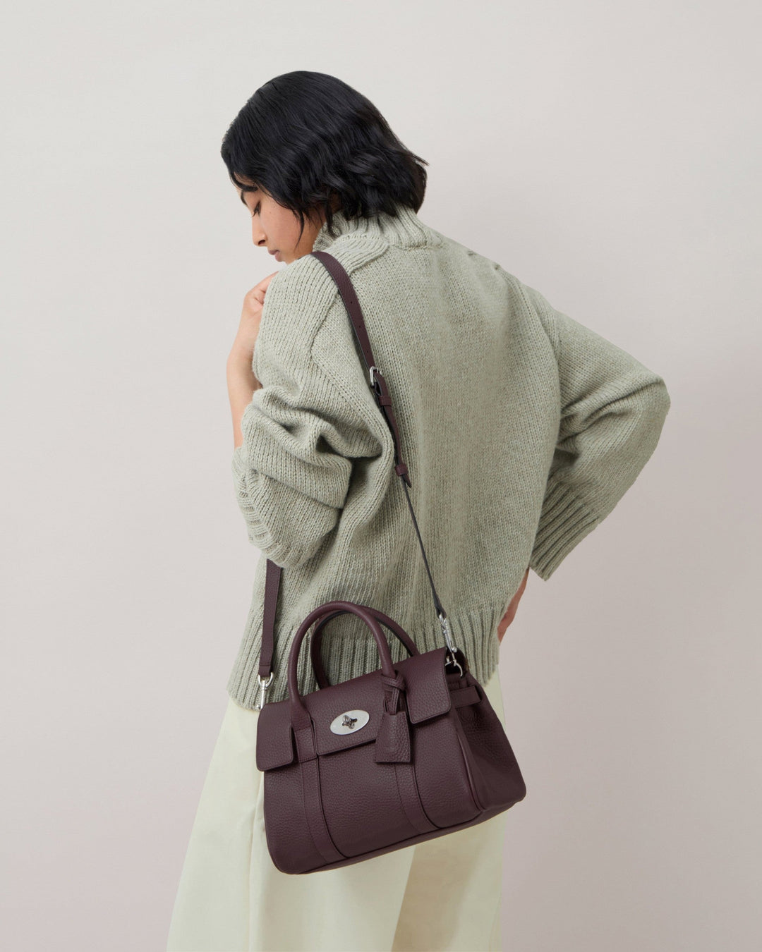 Bayswater Satchel Black Cherry Heavy Grain