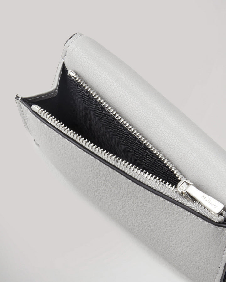 Folded Multi-Card Wallet Pale Grey Micro Classic Grain