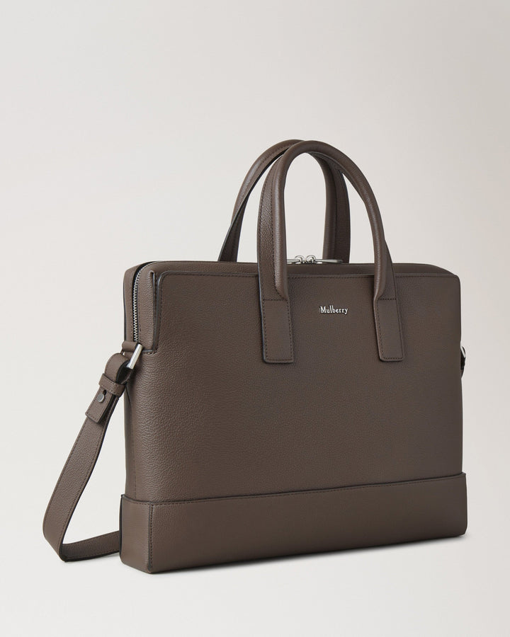 Farringdon Briefcase Taupe Brown Small Pebble Grain