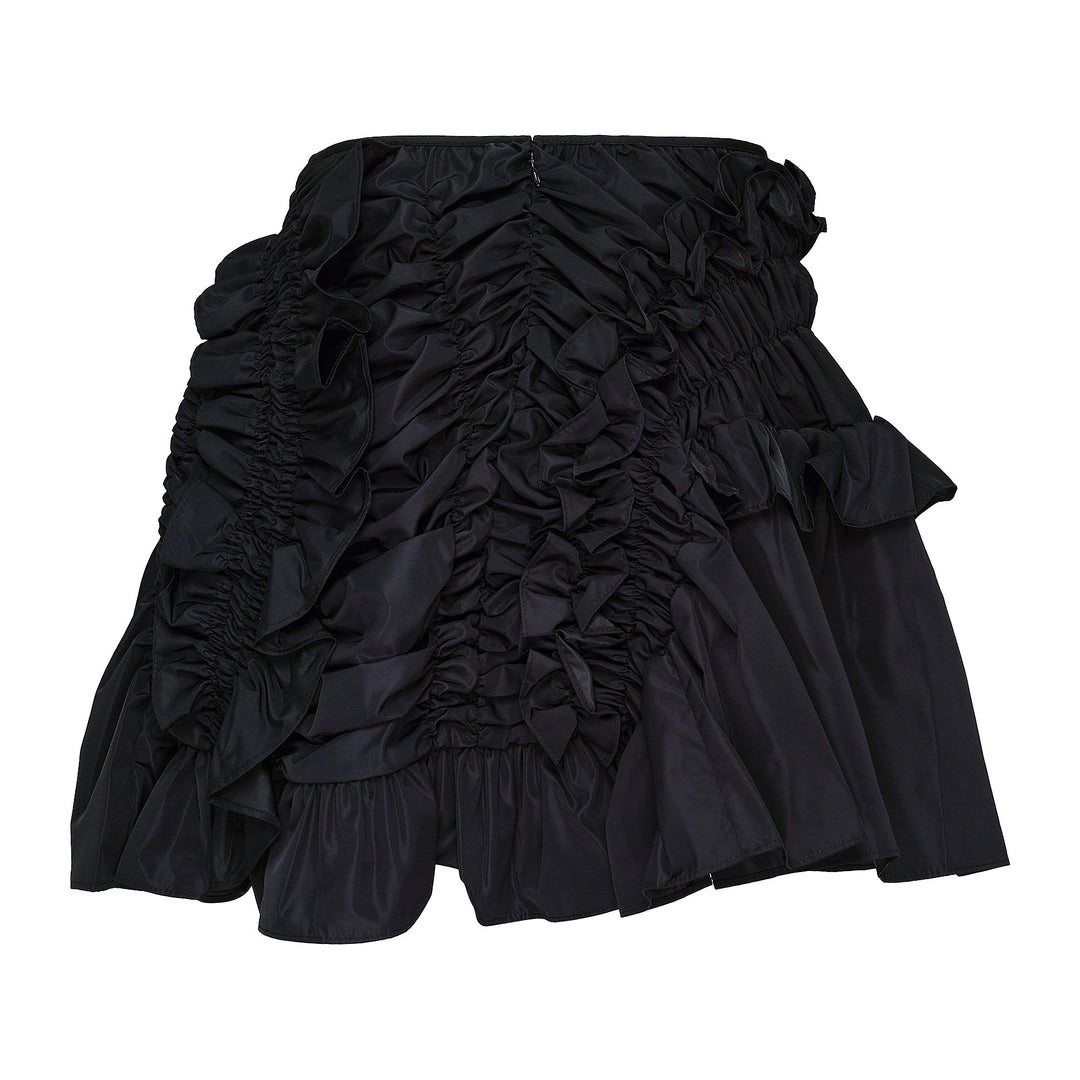 Short Skirt With Smock And Ruffle Detail