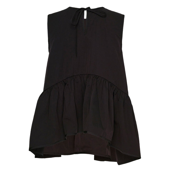 Sleeveless Top With Ruffled Hem