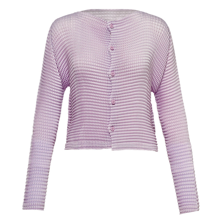 Suede Like Pleats Pleated Cardigan