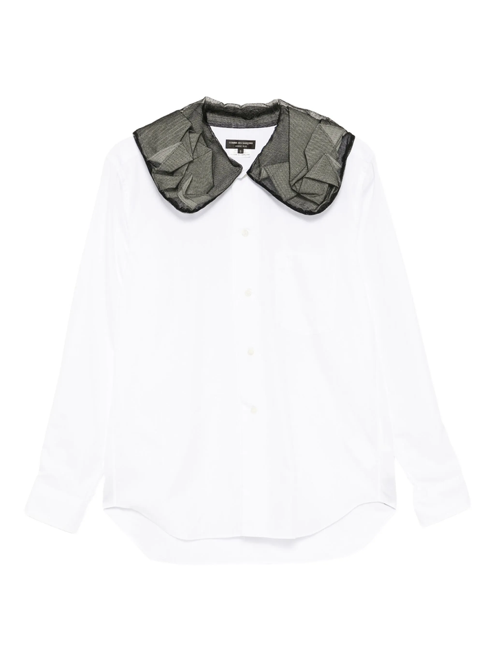 Cotton Broad x Nylon Tulle Shirt