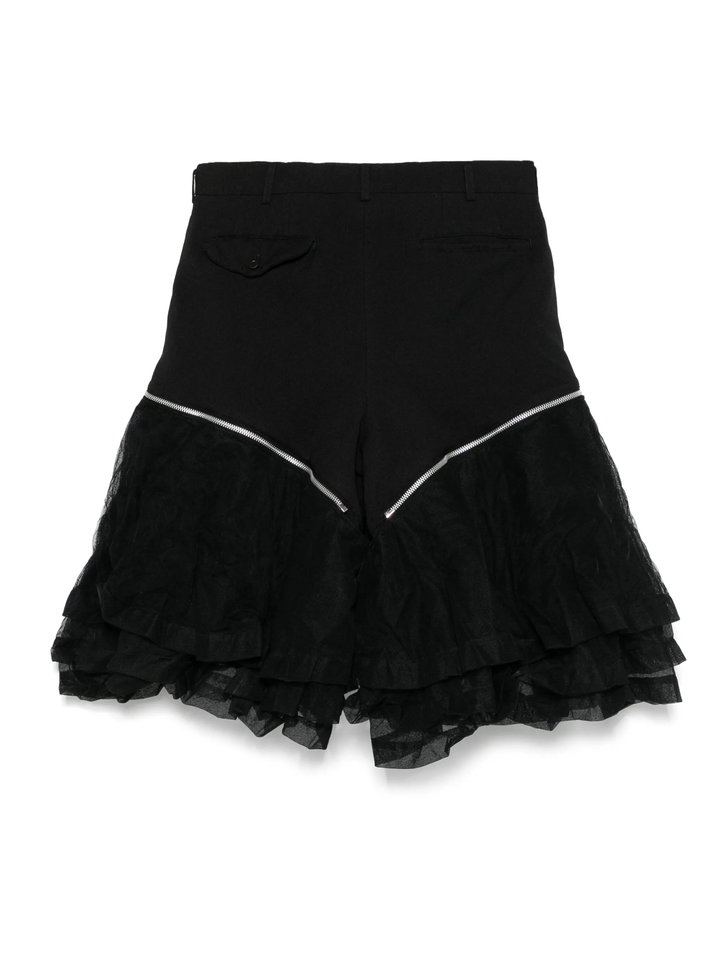 Polyester Gabardine X Nylon Tulle Shorts
