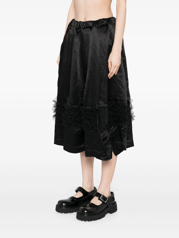 Acetate Rerime Satin × Nylon Skirt