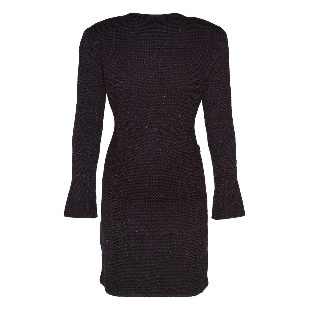 Black Knit Contrast Collar Mini Dress
