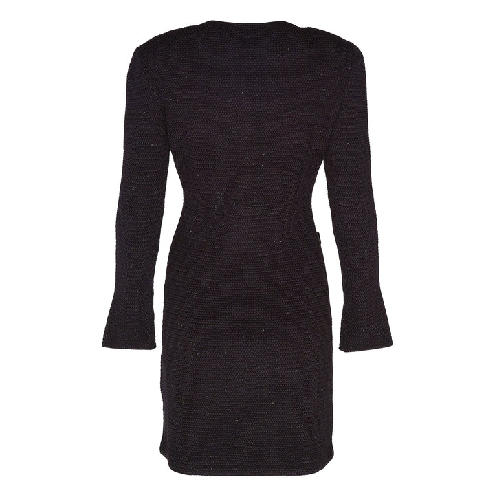 Black Knit Contrast Collar Mini Dress
