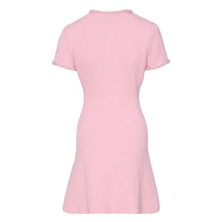 Pink Textured Knit Mini Dress