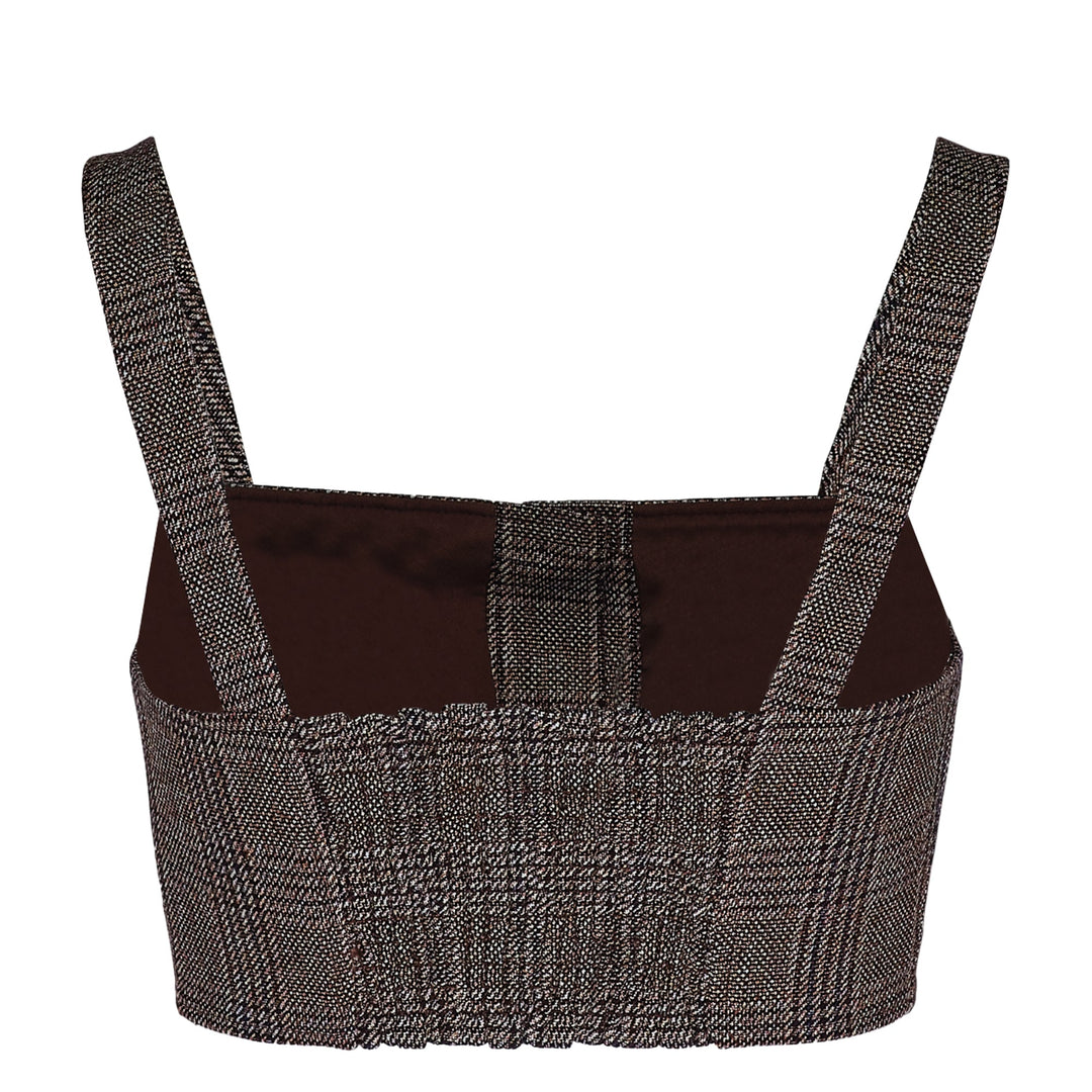 Brown Check Crop Top