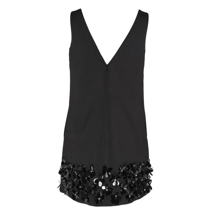 Black Crepe 3D Sequin Mini Dress