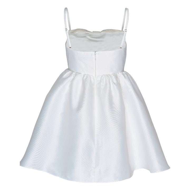 White Taffeta Bandeau Mini Dress