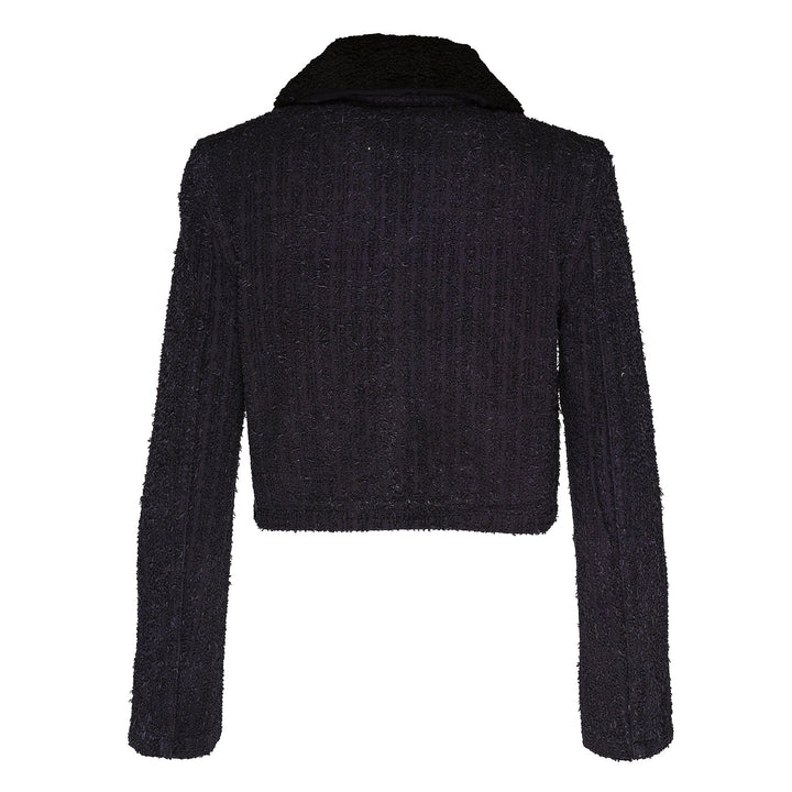 Grey Textured Denim Jacket