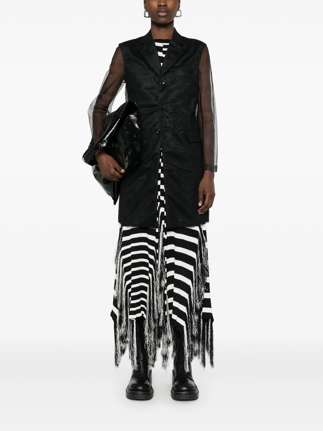 Nylon Tulle X Wool Gabardine Jacket