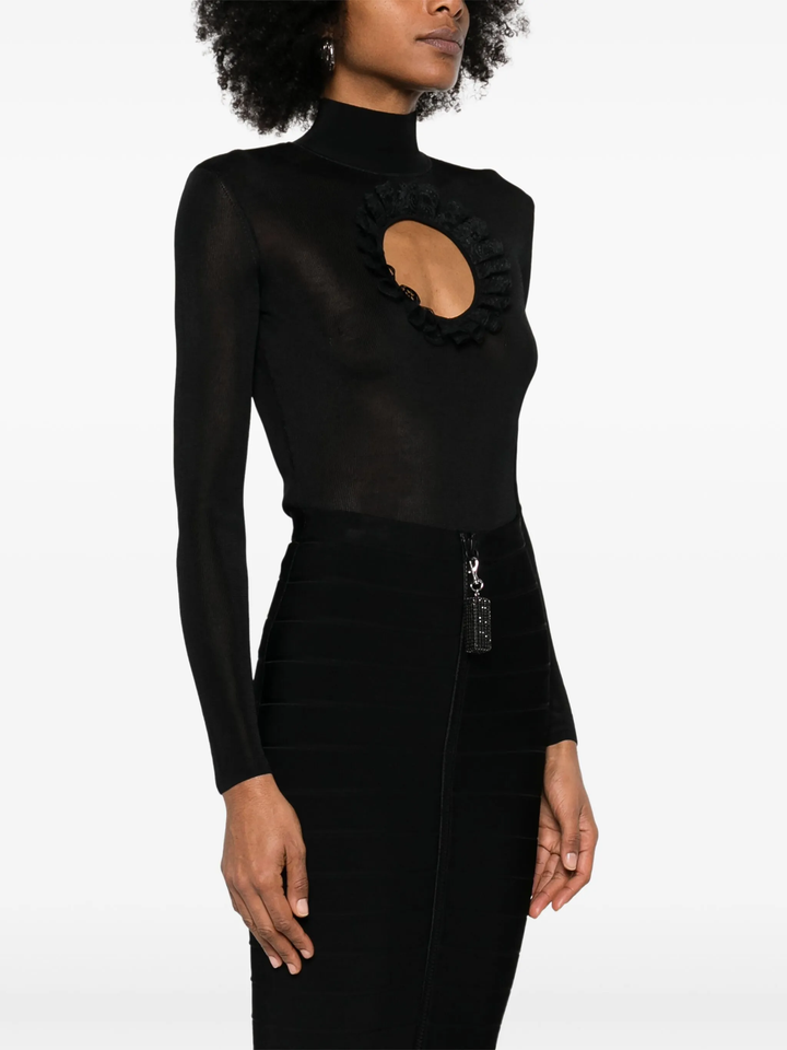 Black Knit Cut Out Bodysuit