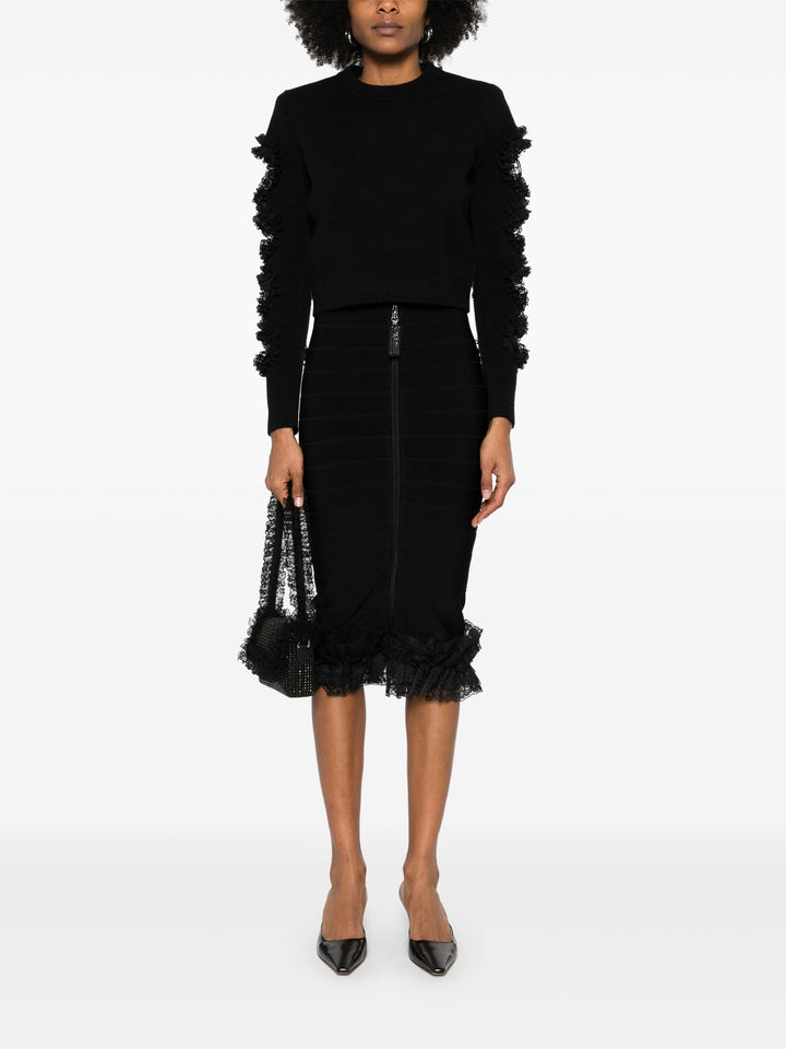 Black Cut Out Lace Detail Jumper