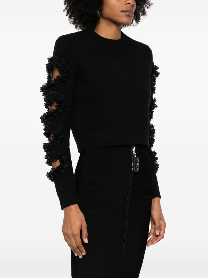 Black Cut Out Lace Detail Jumper