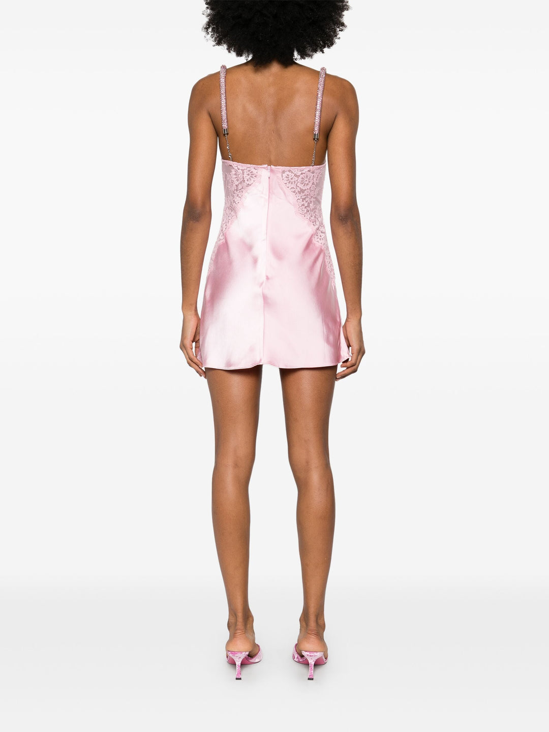 Pink Lace Satin Mini Dress