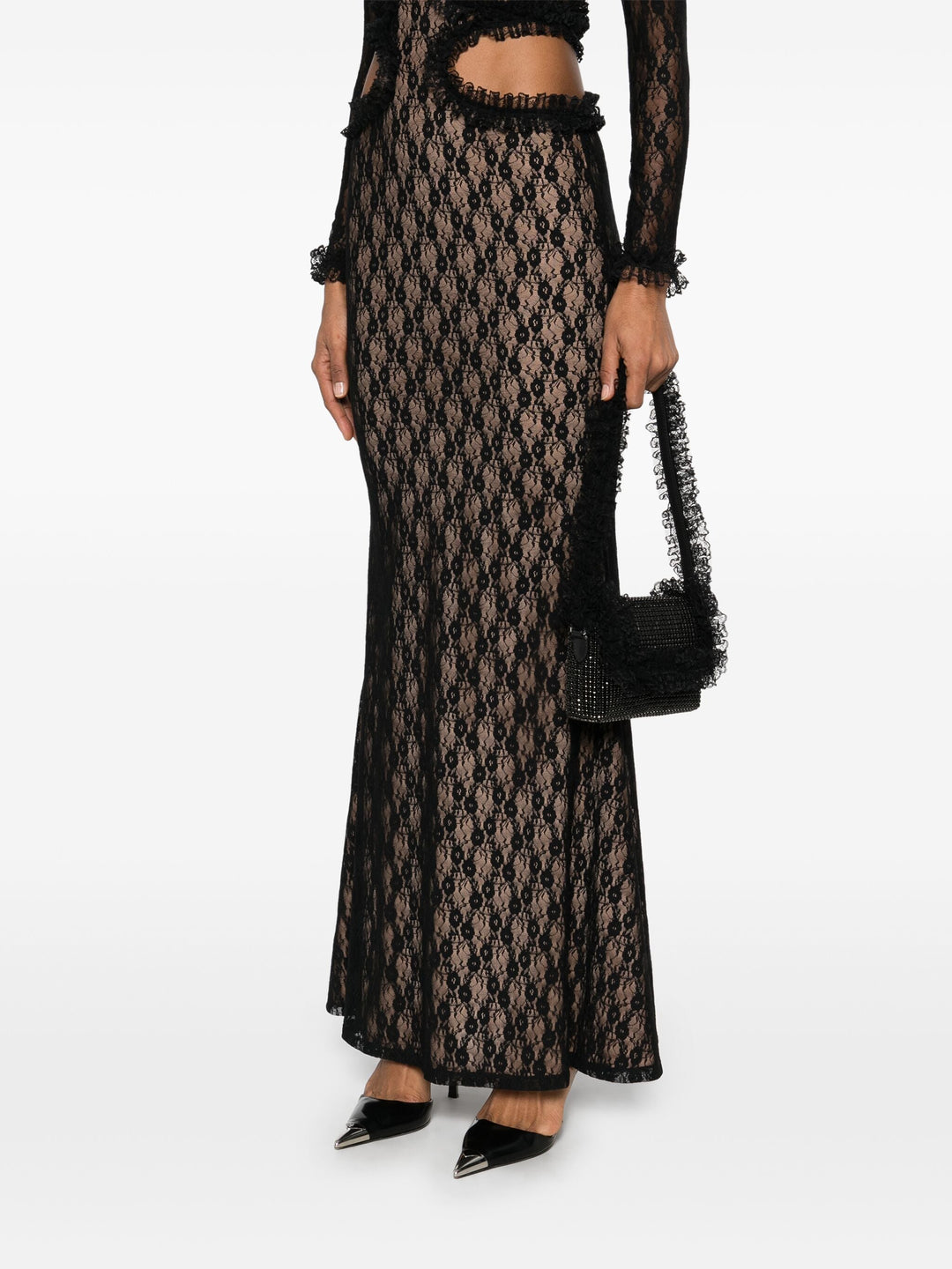 Black Crystal Lace Detail Bag