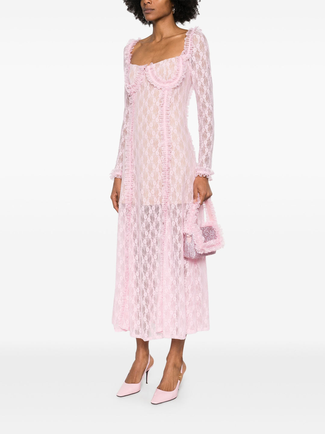 Pink Crystal Lace Detail Bag